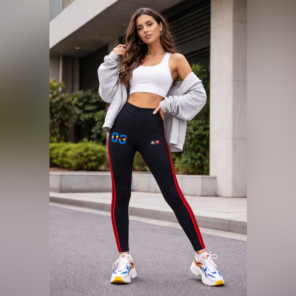 adidas x LEGO Black & Red Leggings – Youth 13–14 (Fits Women’s XS)